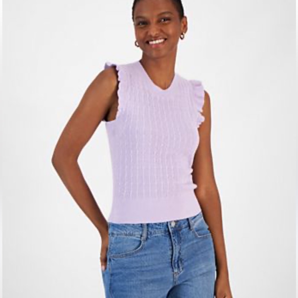 NWT Lavender Ruffled Sleeveless Top-